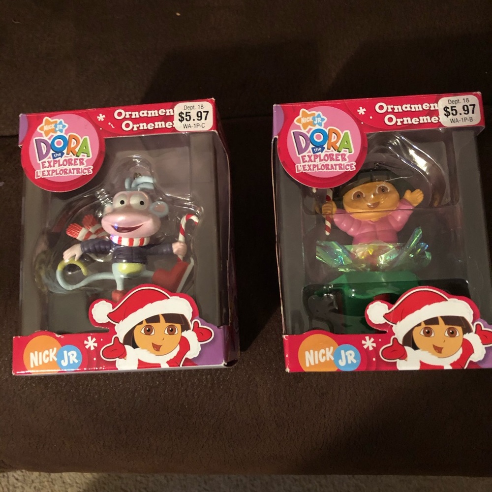 Dora and sponge bob Christmas tree ornaments